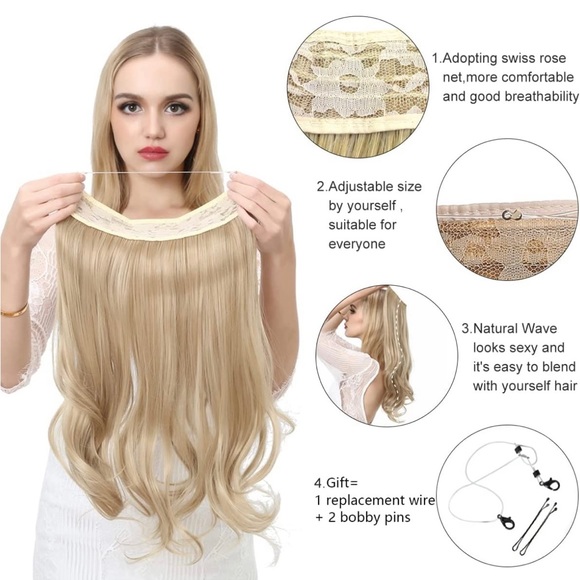 22 inch fish line band halo hair extension main image 5